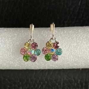 Women’s Rhinestone Earrings Dangle Silver Tone Multicolour